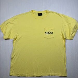 Nautica Men's Bright Yellow Pocket Tee with Logo